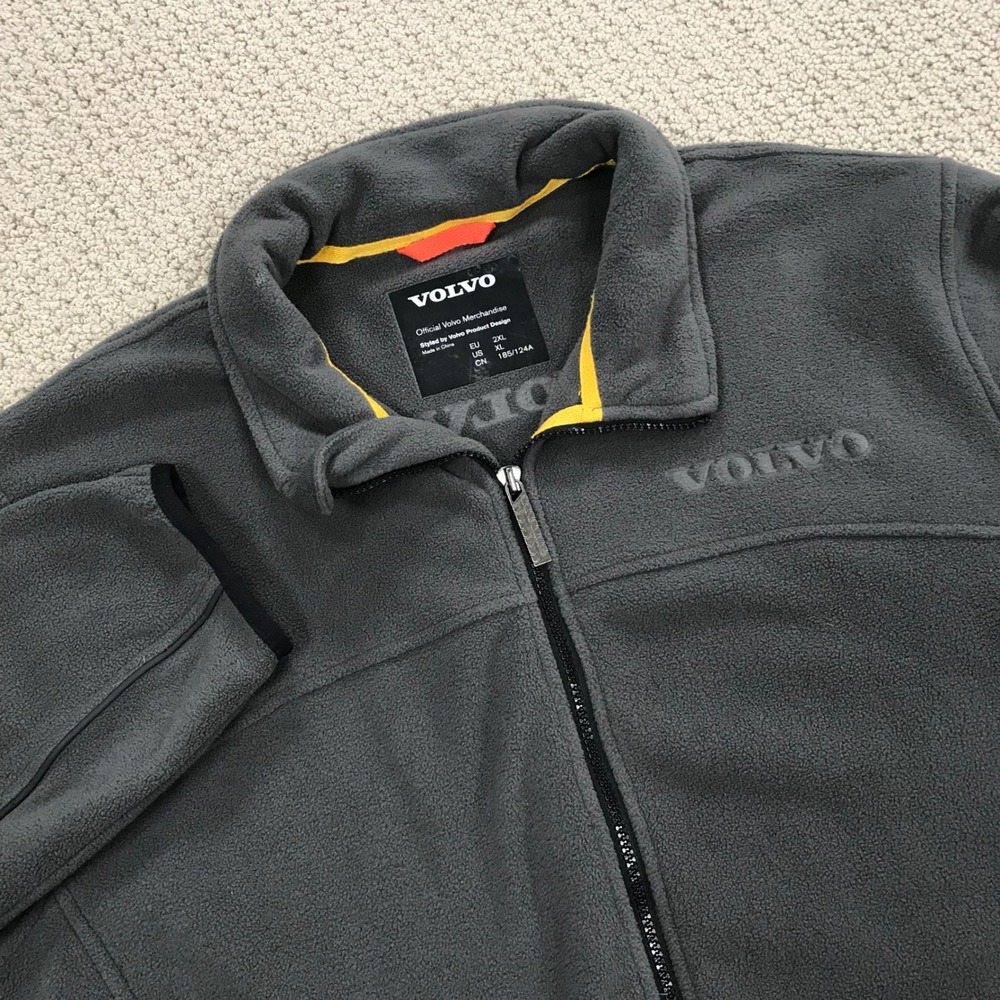Volvo Official Merchandise Mens XL Full Zip Fleece Jacket Grey Elbow Patches